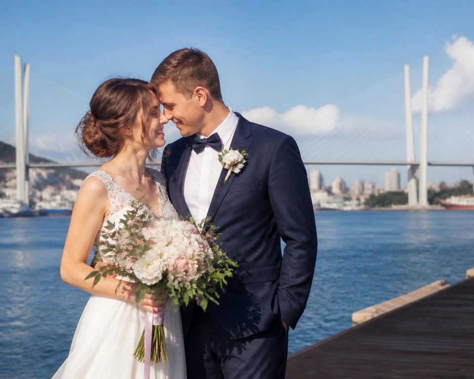 Счастливая пара на свадьбе во Владивостоке — реальный пример WedTour