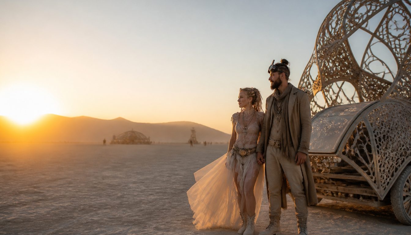 Рассвет в пустыне Блэк-Рок — Burning Man утром