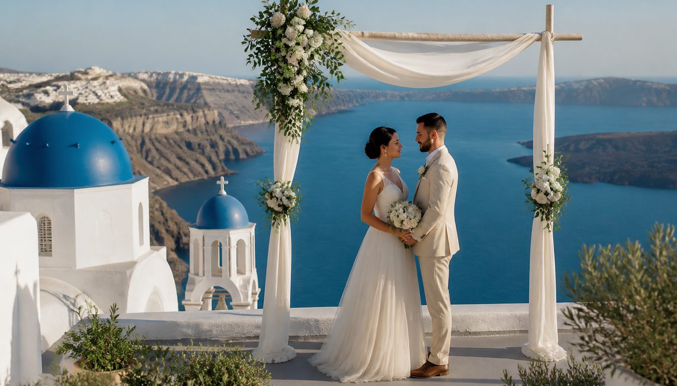 Санторини Греция — белые купола, кальдера, свадебная церемония WedTour