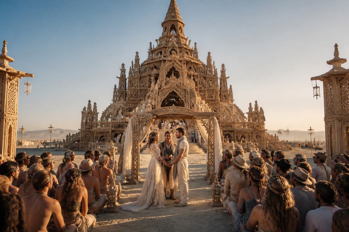 Свадебная церемония у Temple на Burning Man — священное место