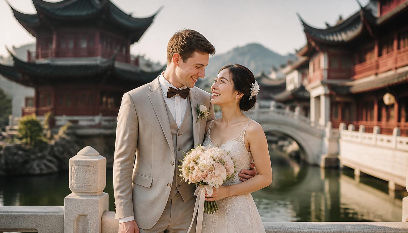счастливая пара после свадьбы в Китае WedTour