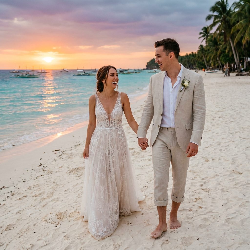 жених и невеста у моря свадьба Филиппины WedTour